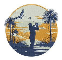 Summer Golfer - 4x4 bird detailed machine embroidery design perfect for Golf Caps