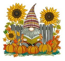 Sunflower Gnome - 4x4 pumpkin detailed embroidery design for Kids Room Decor