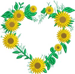 detailed sunflower machine embroidery pattern - Sunflower Heart for kitchen tea towels