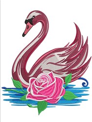 Swan & Rose - 4x4 bird detailed machine embroidery design for decorative pillow covers