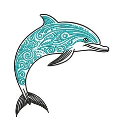 dolphin detailed machine embroidery - Swirl Dolphin perfect for patchwork quilt blocks