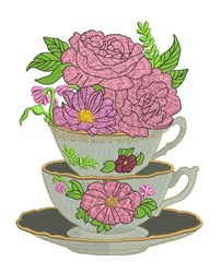 rose detailed machine embroidery - Tea Cup Roses perfect for decorative pillow covers