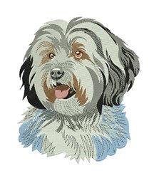 detailed puppy dog machine embroidery pattern - Tibetan Terrier for patchwork quilt blocks