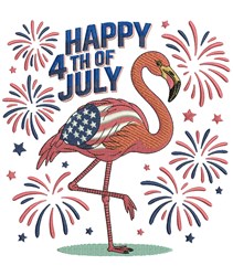 Patriotic Flamingo Embroidery Design | EmbroideryDesigns.com