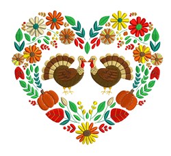 Turkey Heart - 4x4 bird detailed machine embroidery design perfect for Tablecloths