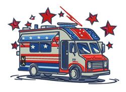 USA Camper - 4x4 camper detailed machine embroidery design for kitchen tea towels