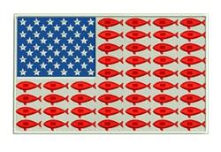 detailed flag machine digital embroidery pattern - USA Fish Flag perfect for Coolers