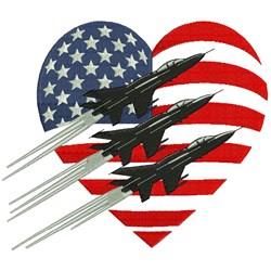 USA Jets - 4x4 heart detailed machine embroidery design perfect for reusable tote bags