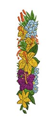 detailed leaf machine embroidery pattern - Vertical Floral for patchwork quilt blocks