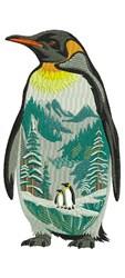 detailed penguin machine embroidery pattern - Wilderness Penguin for kitchen tea towels