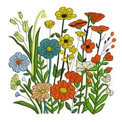 leaf detailed machine embroidery - Wildflowers perfect for patchwork quilt blocks