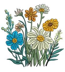 Wildflowers - 4x4 daisy detailed machine embroidery design for decorative pillow covers