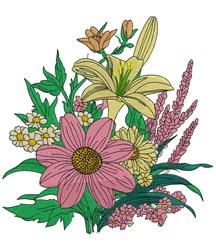 detailed leaf machine embroidery pattern - Wildflowers perfect for kitchen tea towels