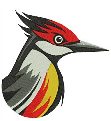 detailed bird machine embroidery pattern - Woodpecker for patchwork quilt blocks