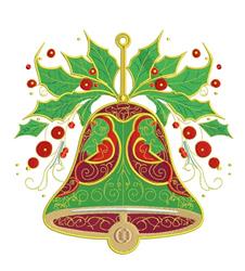Xmas Bell - 4x4 leaf detailed machine embroidery design perfect for kitchen tea towels