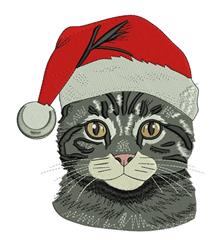 detailed christmas kitten machine embroidery pattern - Xmas Cat for reusable tote bags