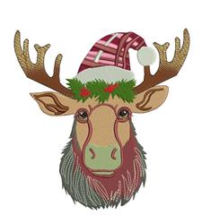 reindeer detailed machine embroidery - Xmas Moose perfect for decorative pillow covers