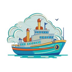 detailed yacht machine digital embroidery pattern - Yacht for decorative wall hangings