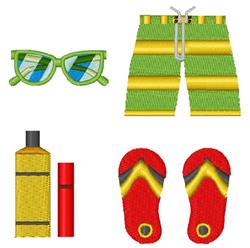 Beach Essentials - 4x4 essential detailed embroidery design for reusable tote bags