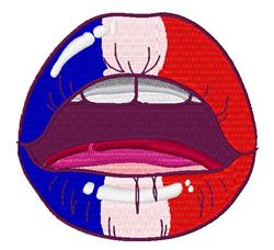 Bold, colorful lips in red, blue, pink, and white with a glossy finish, perfect for vibrant projects.