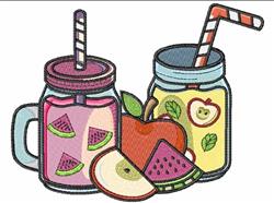 Fruit Drinks - 4x4 drink detailed machine embroidery design for kitchen tea towels