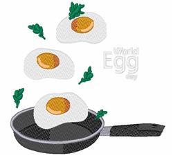 Playful frying pan with colorful eggs and vibrant green leaves, perfect for a fun kitchen theme.