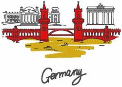 Germany Structural Scene - 5x7 scene detailed embroidery design for Travel Journals