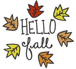 detailed autumn leaf machine embroidery pattern - Hello Fall perfect for kitchen aprons