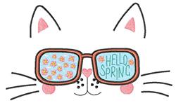 beginner-friendly spring kitten machine embroidery pattern - Hello Spring for T-Shirts