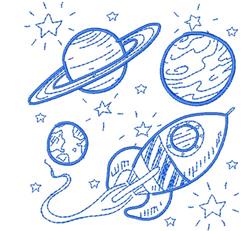 space beginner-friendly machine embroidery - Outer Space for decorative wall hangings