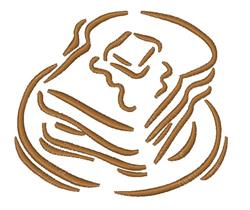 Simple line art stack of pancakes with smooth contours, accented in warm browns, ideal for cozy breakfast themes.