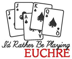 Playing Euchre - 4x4 euchre beginner-friendly embroidery design for Table Covers