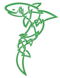 Playful shark shape with a green outline, featuring flowing lines for a minimalist, ocean-inspired theme.