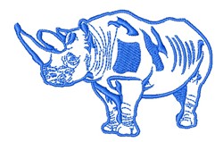 Realistic Rhino Outline Embroidery Design