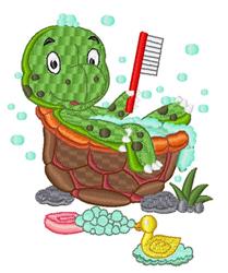 Turtle Bath - 4x4 bird detailed machine embroidery design perfect for Baby Towels