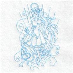 Angel Bluework - 5x7 angel redwork machine embroidery design for Baby Blankets