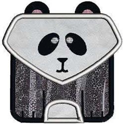 bear applique machine embroidery - Applique Squared Panda for reusable tote bags