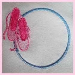 Ballet Monogram - 4x4 monogram detailed machine embroidery design for cute baby onesies