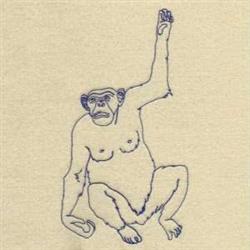 ape redwork machine digital embroidery - Blackwork Ape perfect for kitchen aprons
