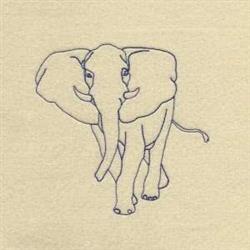 Blackwork Elephant - 5x7 elephant redwork embroidery design for Kids Room Decor