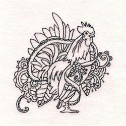 bird redwork machine embroidery - Blackwork Rooster perfect for cute baby onesies
