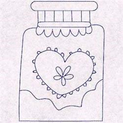 quick stitch heart redwork machine embroidery pattern - Bluework Canister for Personalized Labels