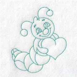 quick stitch valentine heart redwork machine embroidery pattern - Bluework Caterpillar for reusable tote bags