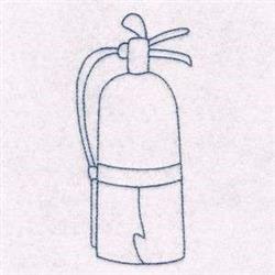 Bluework Extinguisher - 4x4 extinguisher redwork embroidery design for Safety Posters