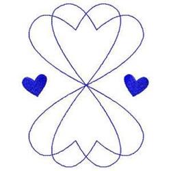 Bluework Hearts - 5x7 heart redwork machine embroidery design for Greeting Cards