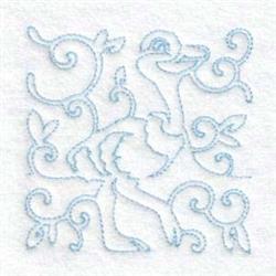 bird redwork machine embroidery - Bluework Ostrich perfect for kitchen tea towels
