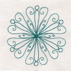 Bluework Snowflakes - 4x4 snowflake redwork embroidery design for decorative pillow covers