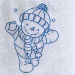 detailed winter snowman redwork machine embroidery pattern - Bluework Winter Snowman for decorative pillow covers