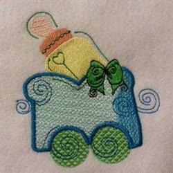 train detailed machine embroidery - Bottle Train perfect for patchwork quilt blocks