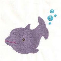 beginner-friendly dolphin machine embroidery pattern - Bubble Dolphin for Beach Towels
